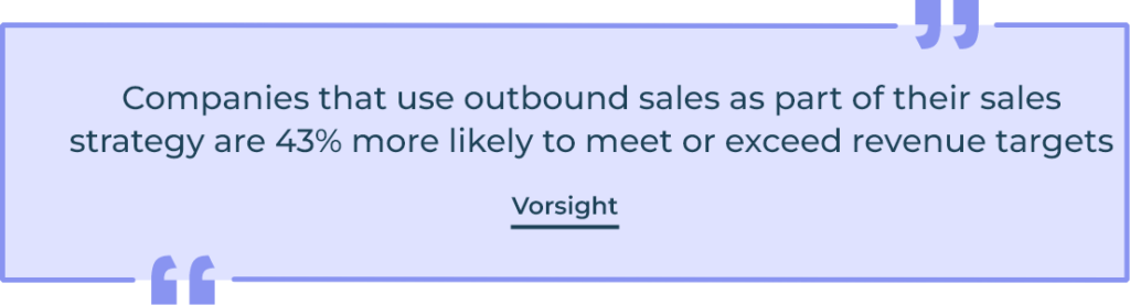 Statistic indicating the role of outbound sales