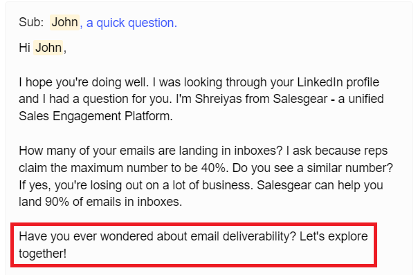 image showing 'email deliverability' sign-off