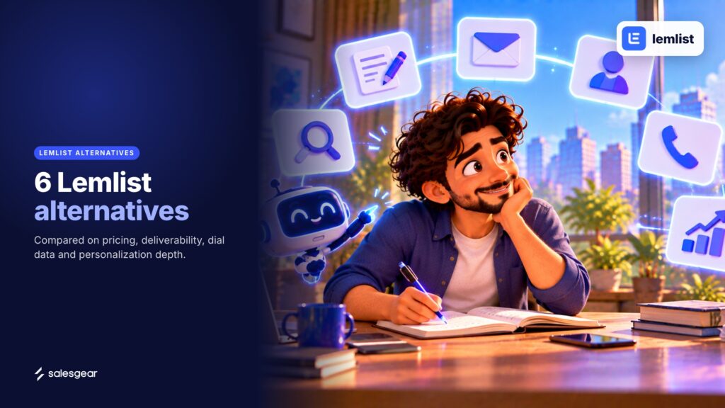 Illustrated cover: 6 Lemlist alternatives. Compared on pricing, deliverability, dial data and personalization depth.