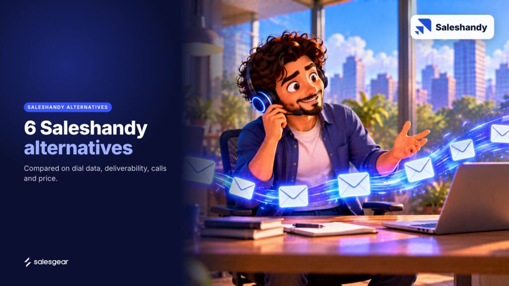 Illustrated cover: 6 Saleshandy alternatives. Compared on dial data, deliverability, calls and price.