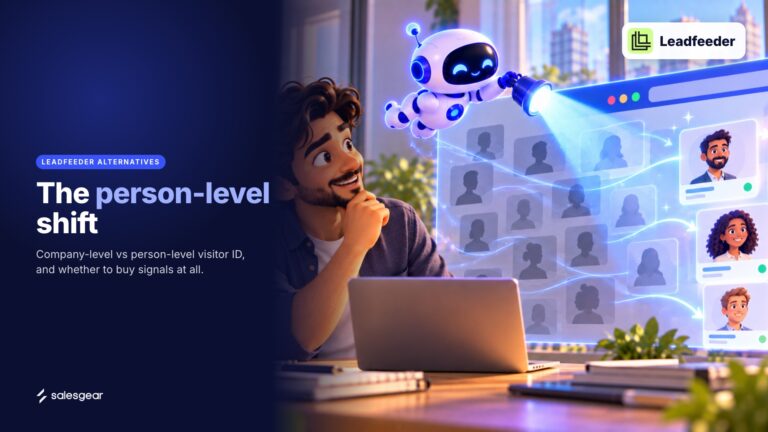 Illustrated cover: The person-level shift. Company-level vs person-level visitor ID, and whether to buy signals at all.