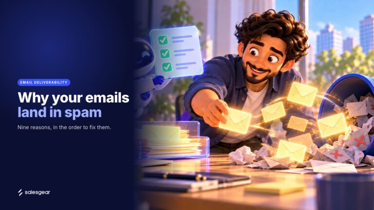 Illustrated cover: Why your emails land in spam. Nine reasons, in the order to fix them.